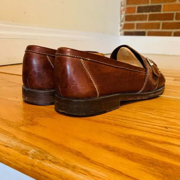 Cole Haan Mens Burgundy Cognac Leather Loafers Size US 10.5 M - Picture 6 of 14